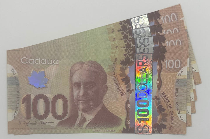 Canadian 100 dollar placeholder money | placeholder play money | placeholder slips  | Papernerdco